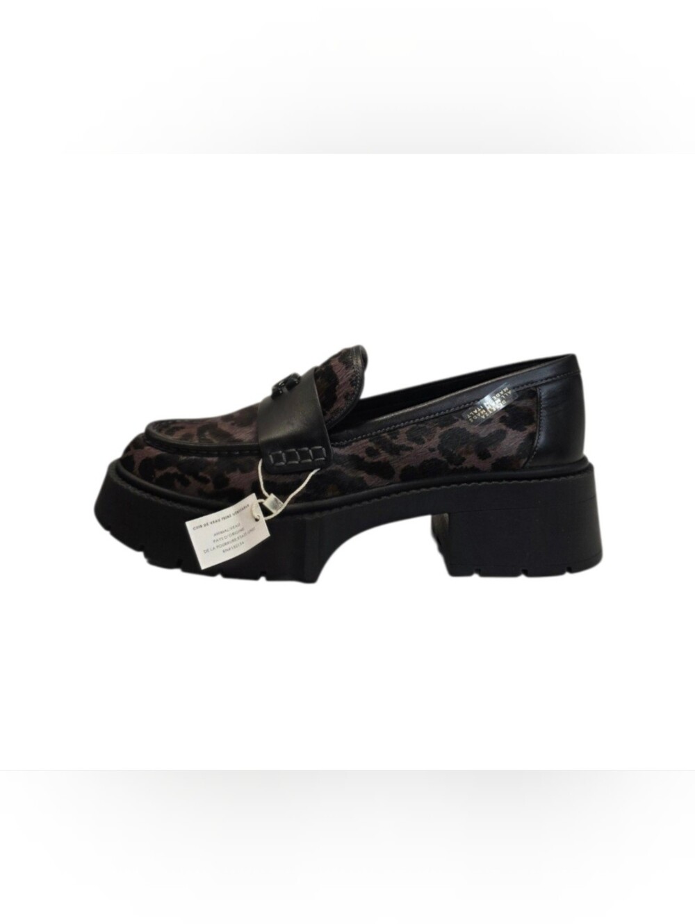 New Coach Leah Platform Leopard Print Haircalf Loafers Casual Shoes Women's 8 B